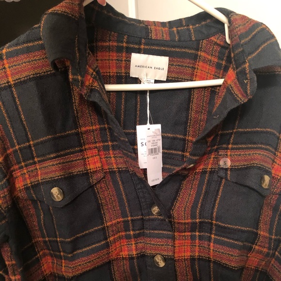 American Eagle Cropped Flannel with Soffe Shorts - Picture 4 of 9